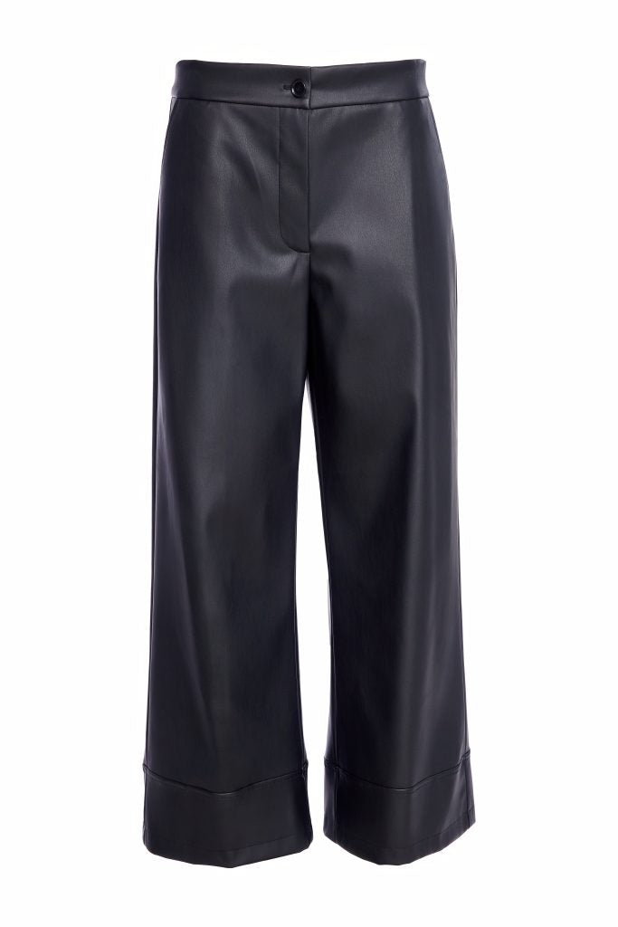 Naya Black Wide Leg Leatherette Trouser