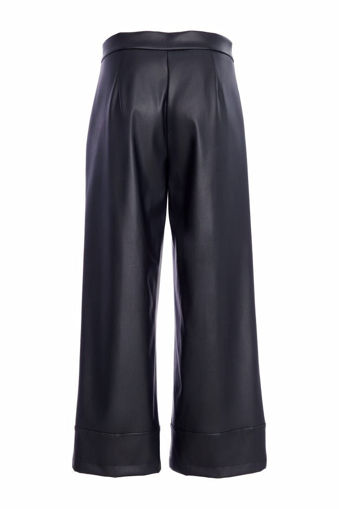 Naya Black Wide Leg Leatherette Trouser