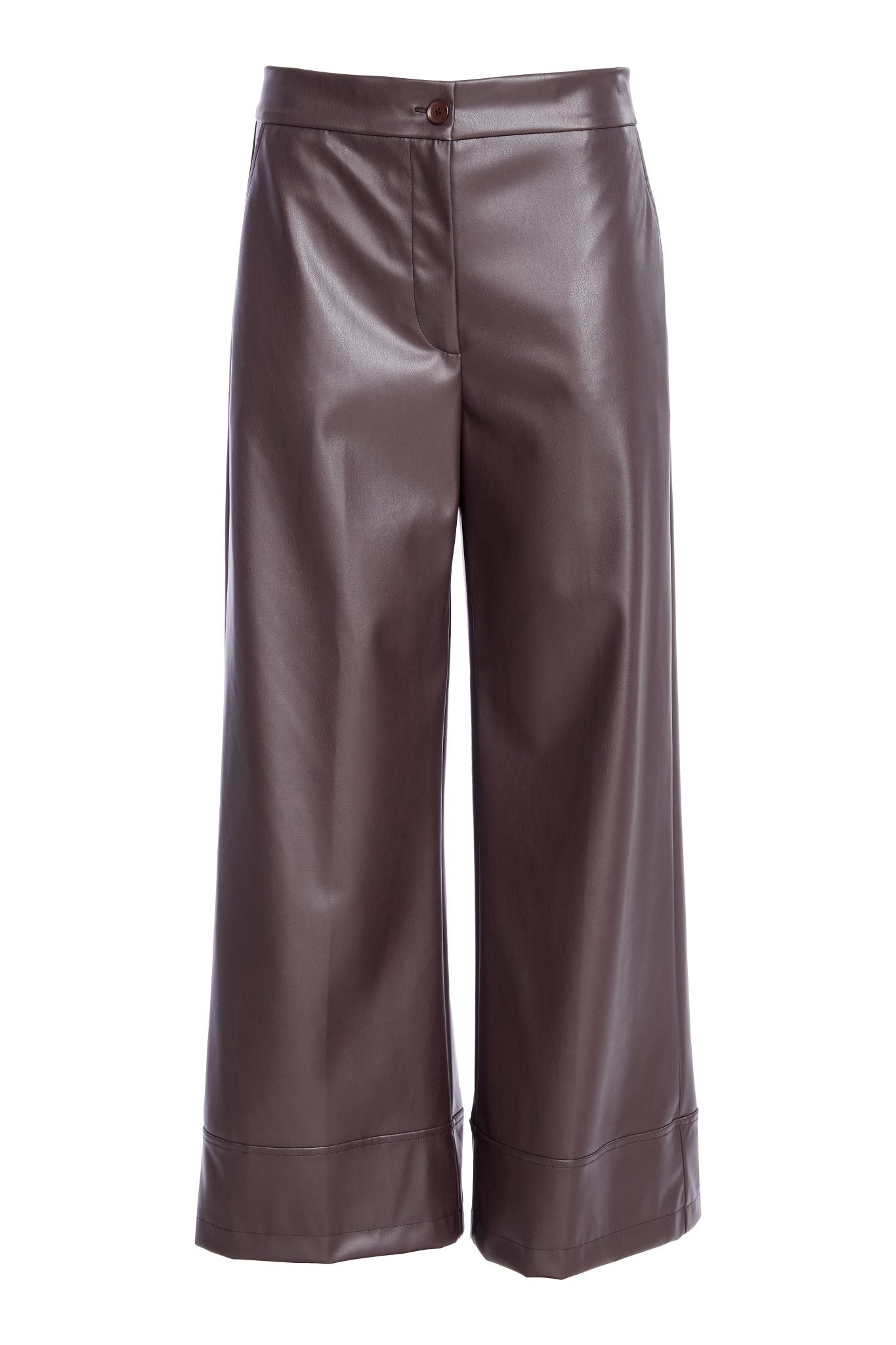 Naya Cocoa Wide Leg Leatherette Trouser