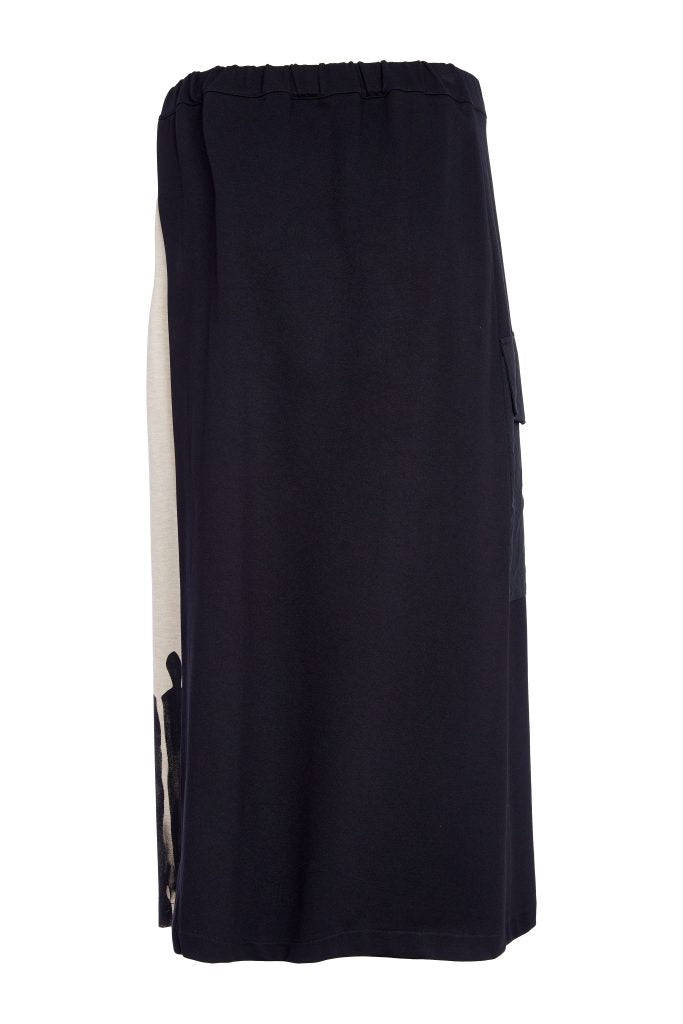 Naya Black/Sand Placement Print Mock Wrap Skirt