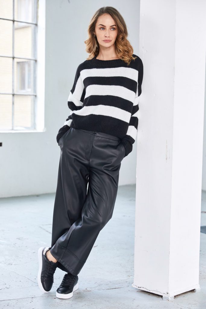 Naya Black Wide Leg Leatherette Trouser