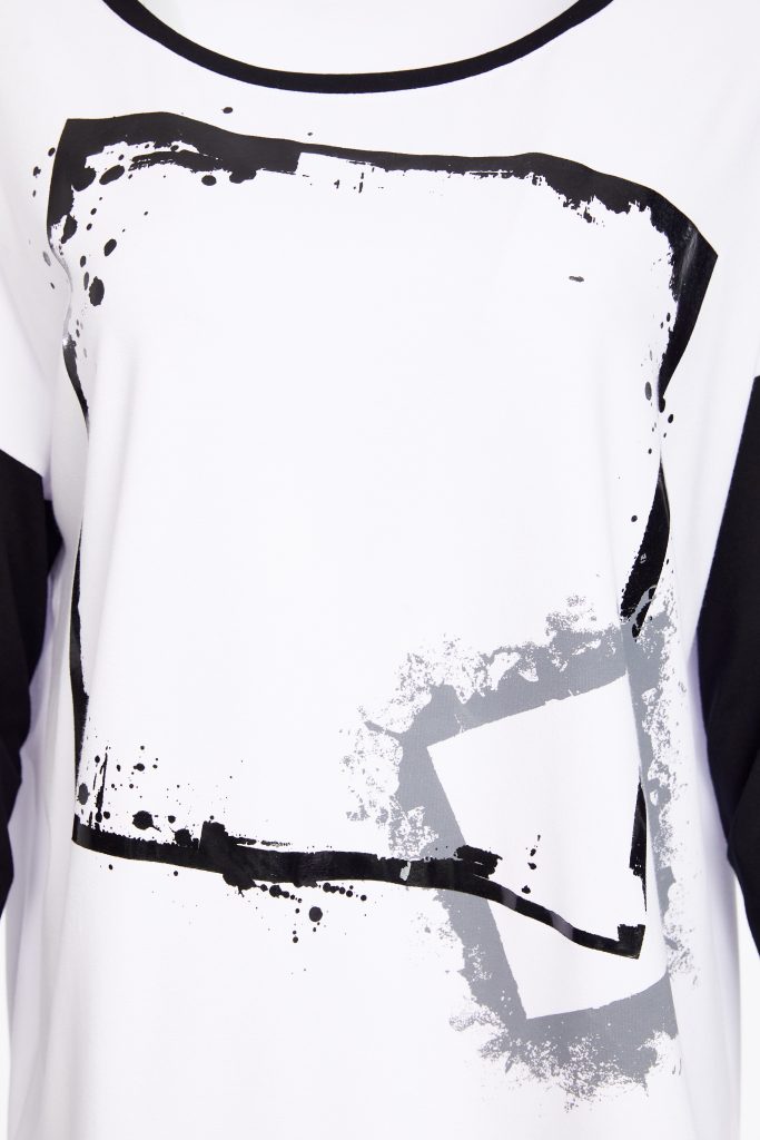 Naya White/Black Placement Cube Print Top