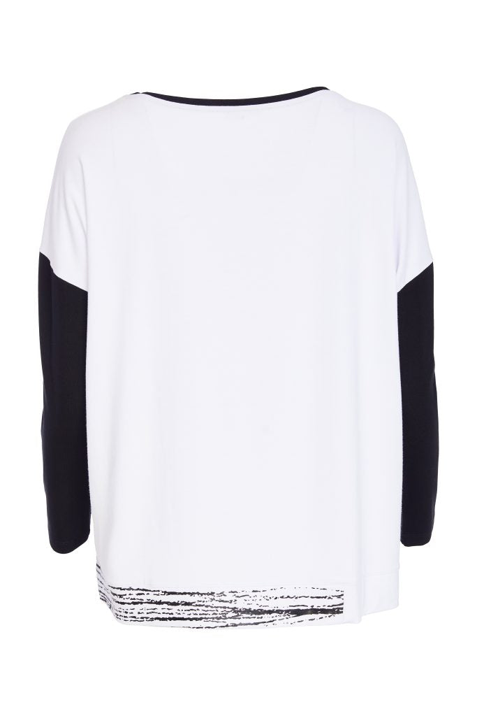 Naya White/Black Placement Cube Print Top