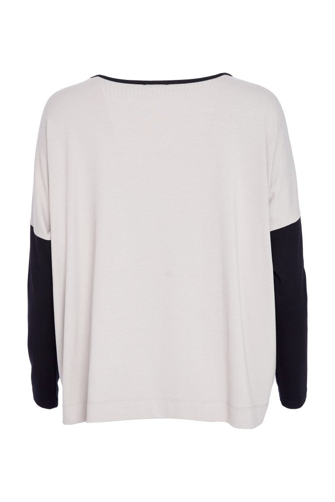 Naya Taupe/Black Placement Print Top
