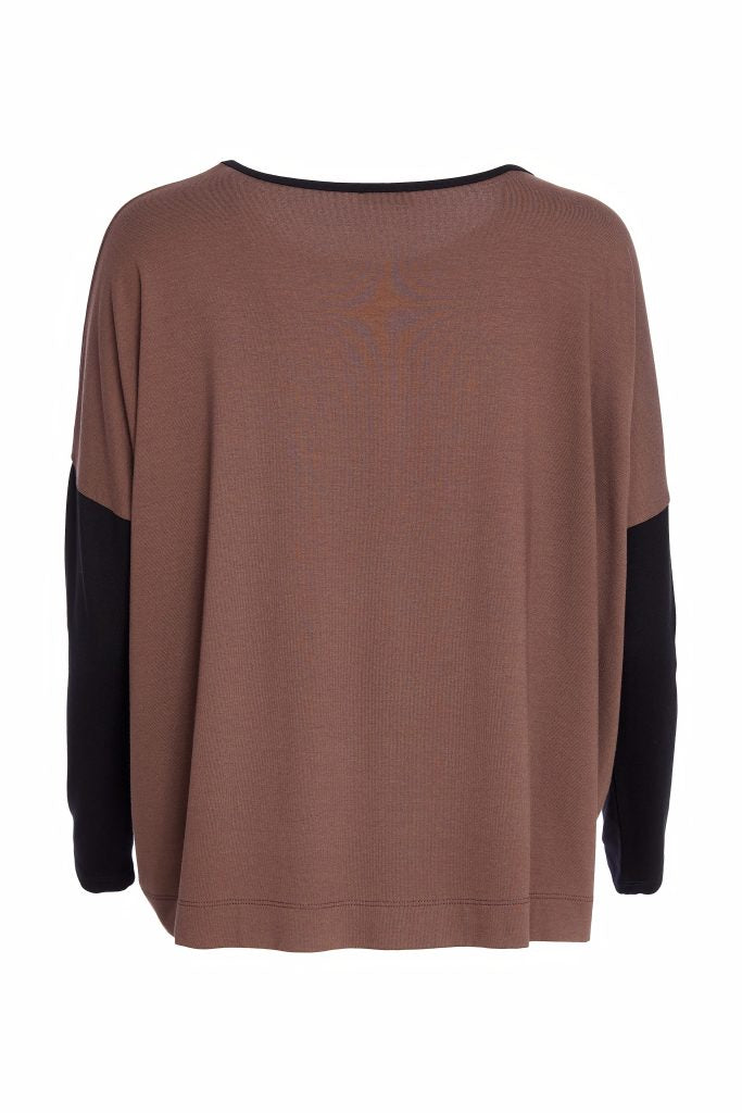 Naya Cocoa/Black Placement Print Top