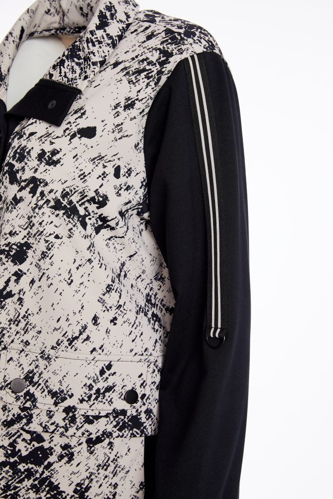 Naya Taupe/Black Mottled Print Zip Up Coat