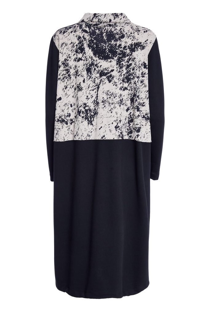 Naya Taupe/Black Mottled Print Zip Up Coat