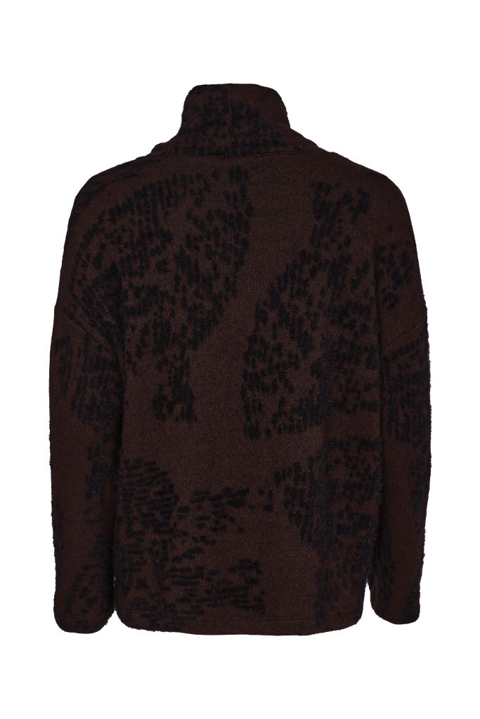 Naya Black/Choko Flocked Print High Neck Top