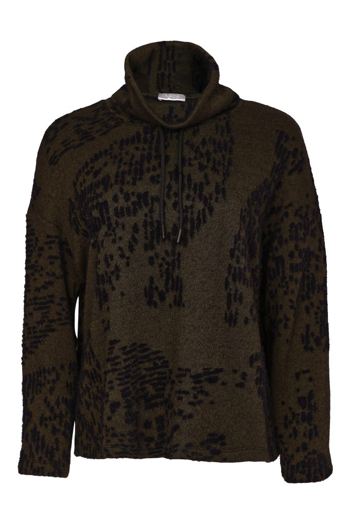 Naya Black/Thyme Flocked Print High Neck Top
