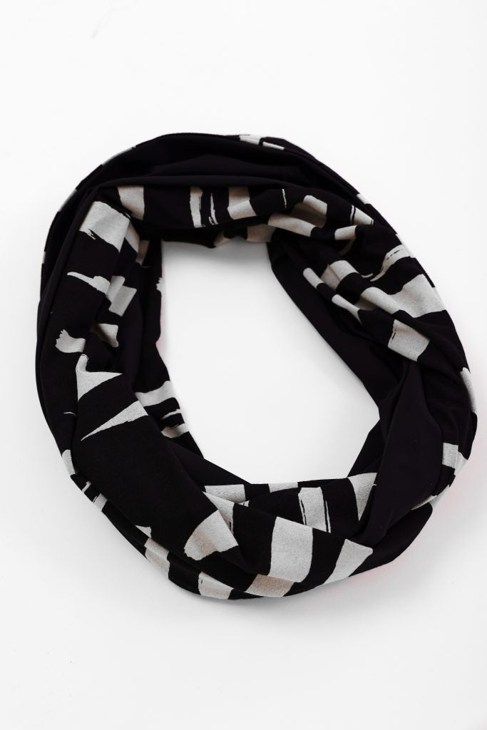 Naya Black/Sand Print Looped Scarf