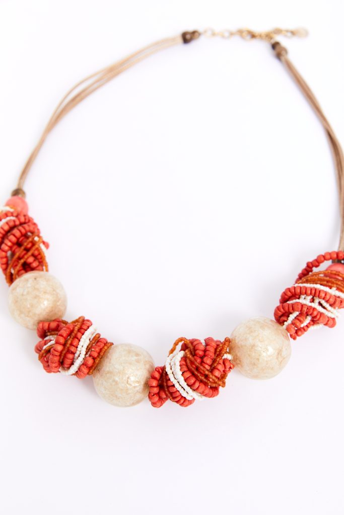 Naya Camelia Metallic Beaded Knot Necklace