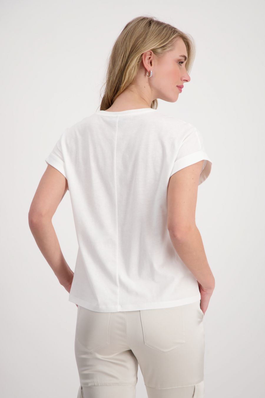 Monari Off White T-shirt with Diamante Writing