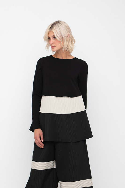 Ozai n Ku Black/Stone Layered Top