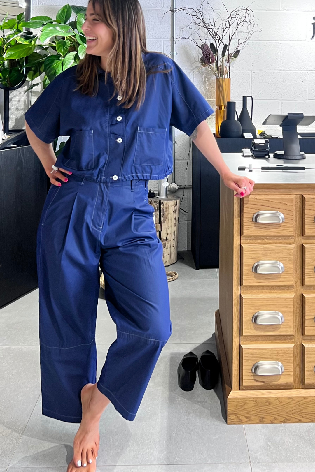 Lurdes Bergada Cobalt Cropped Jacket
