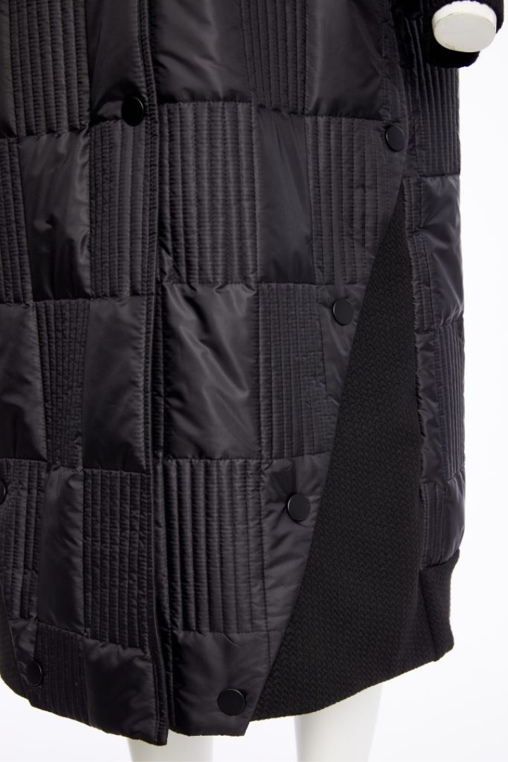 Naya Black Padded Hooded Coat w/Rib Collar