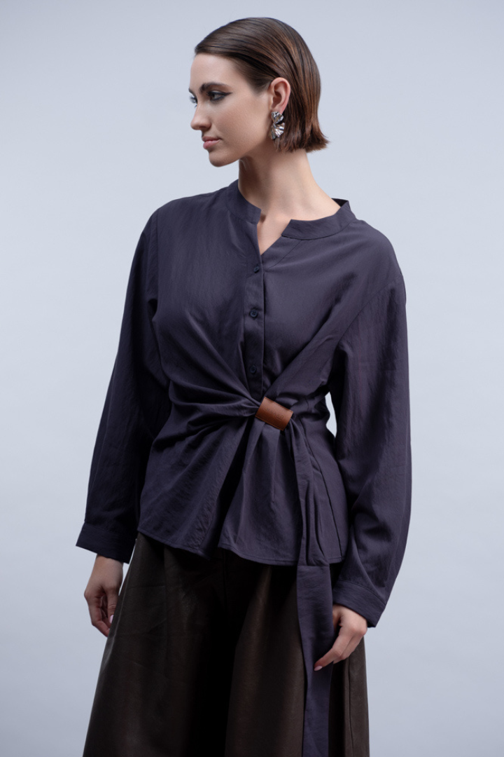 Haako Navy Pull-Through Detail Blouse H2028