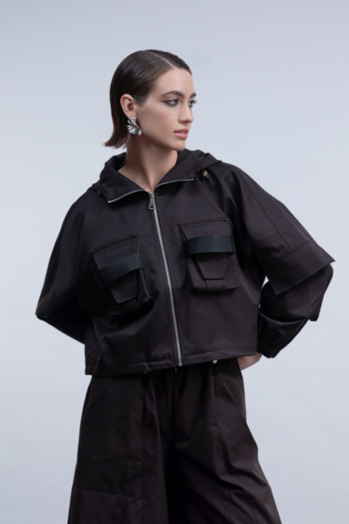 Haako Black Hooded Utility Jacket H2007
