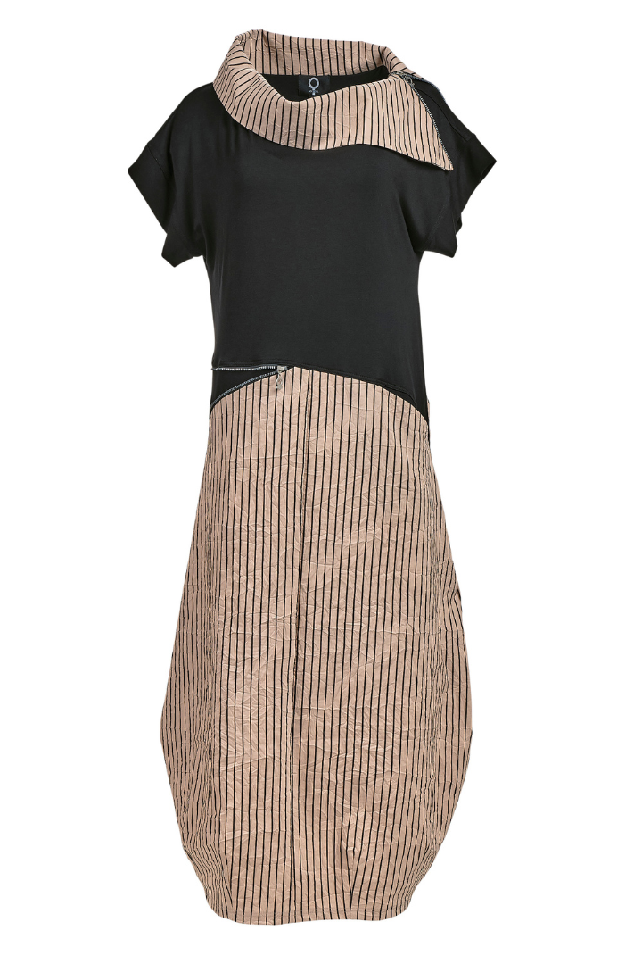 My Soul Sand Stripe Crincle Dress 5044