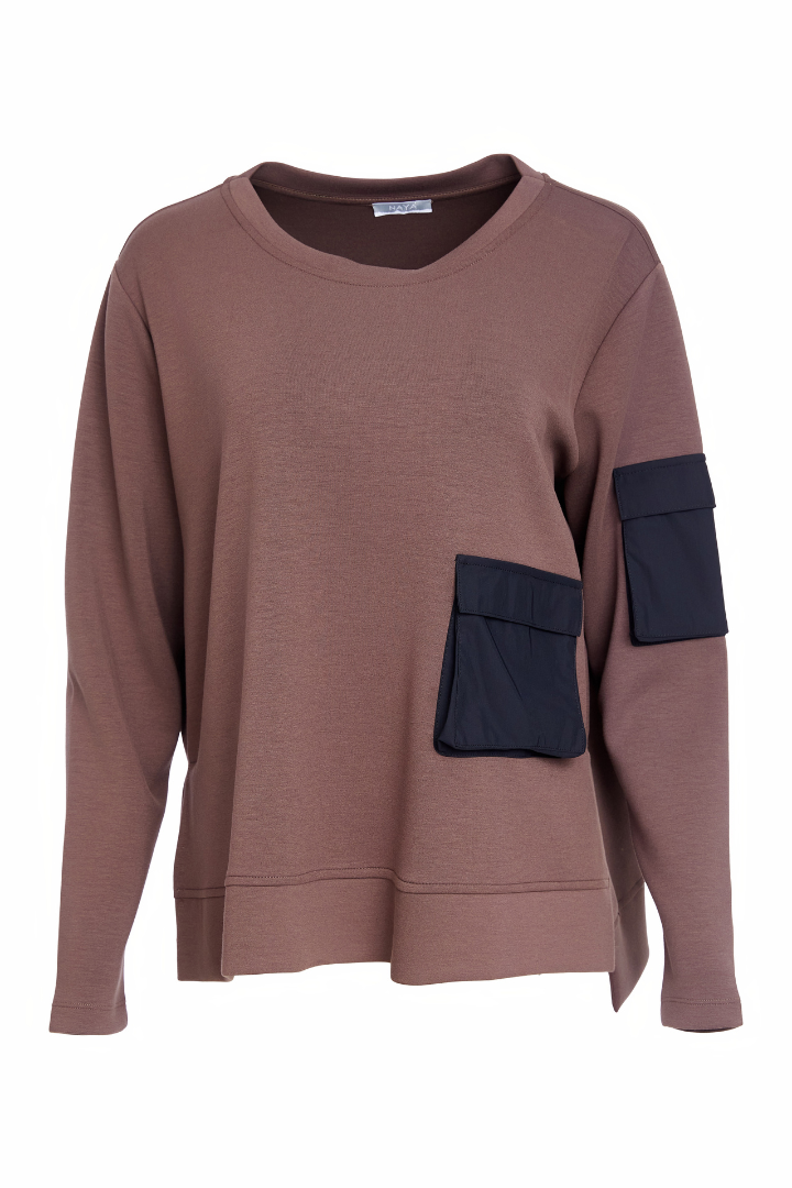Naya Cocoa/Black Contrast Pocket Sweatshirt