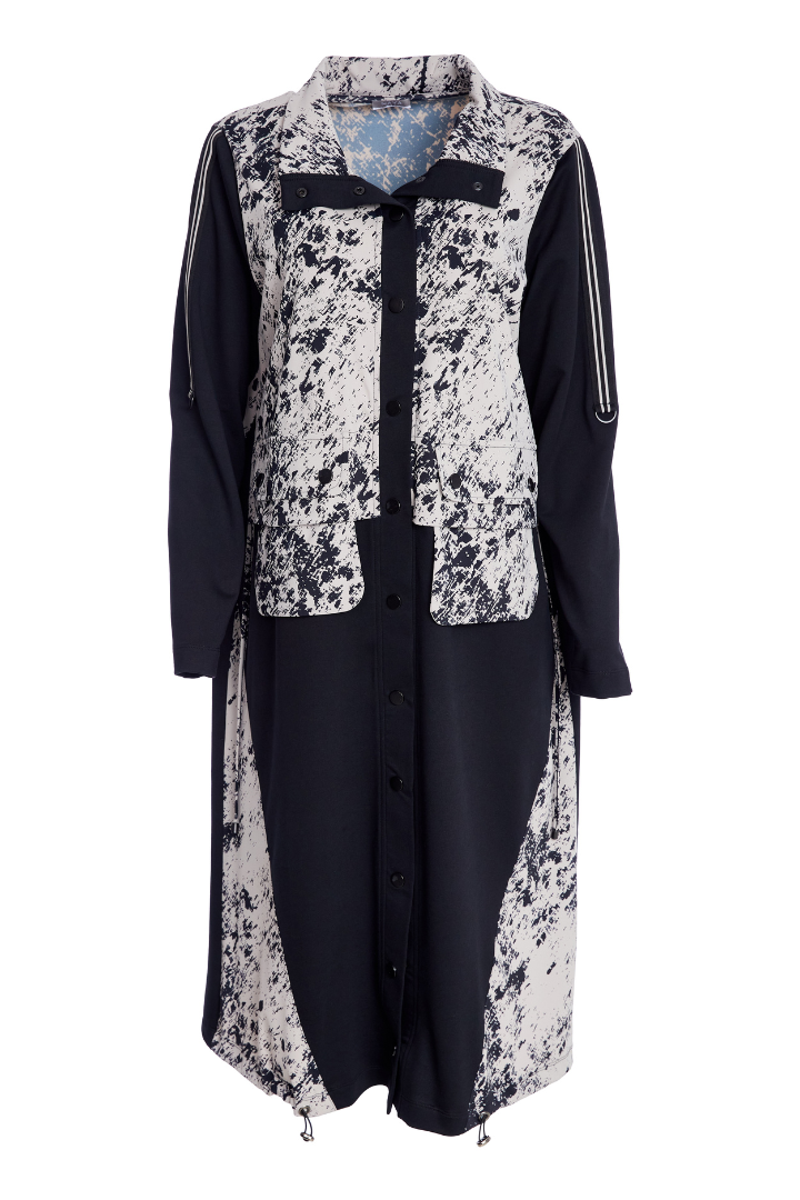 Naya Taupe/Black Mottled Print Zip Up Coat