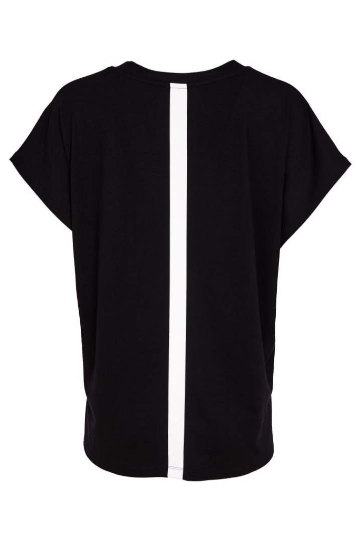 Naya Black/White Colour Band V-Neck Top