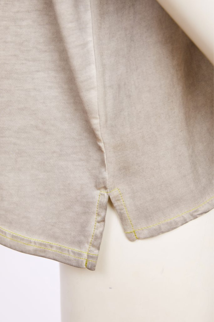 Naya Taupe/Lemon Stitching Raw Edge Top