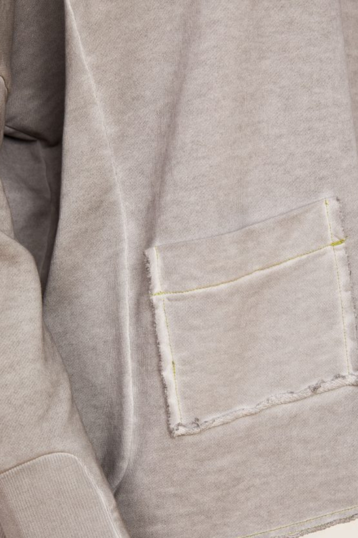Naya Taupe/Lemon Raw Edge Pocket Sweatshirt