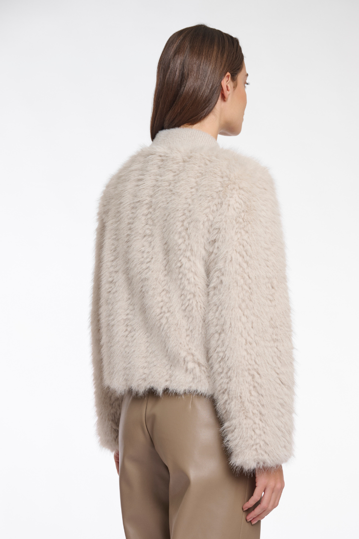 Rino & Pelle Chaimae Birch Short Faux Fur Jacket