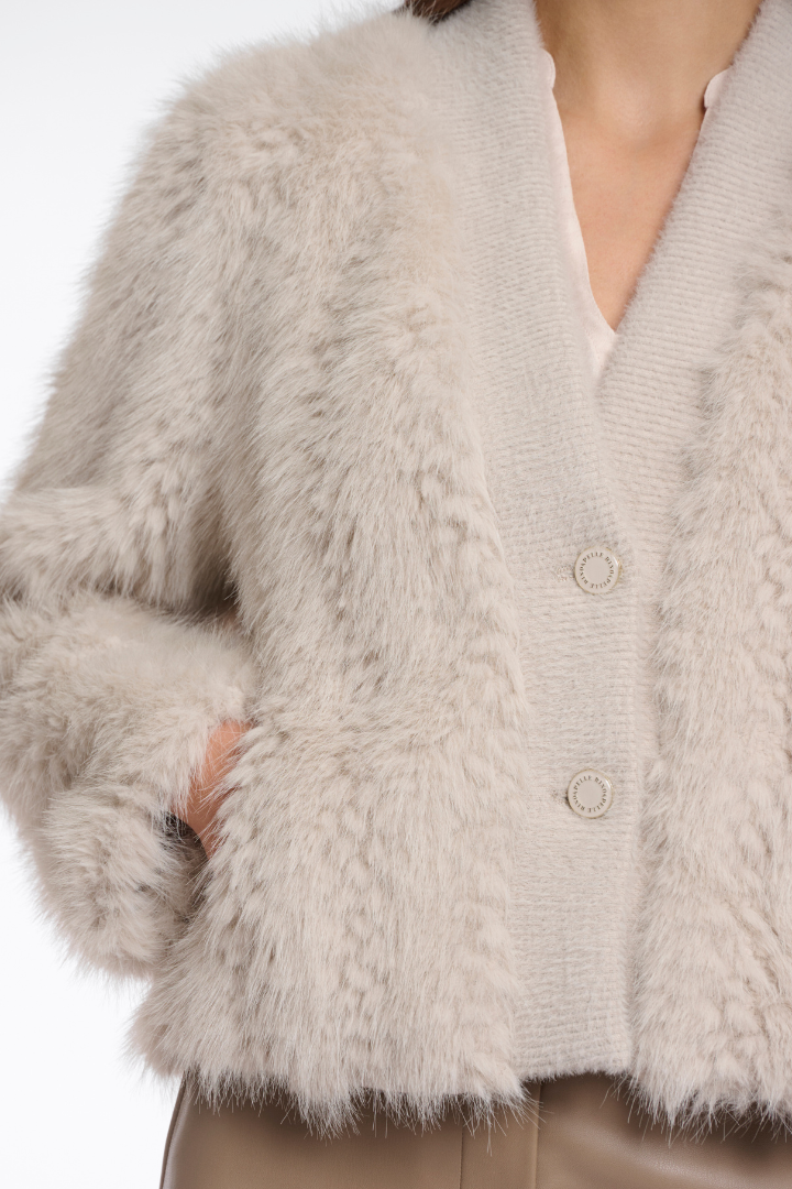 Rino & Pelle Chaimae Birch Short Faux Fur Jacket
