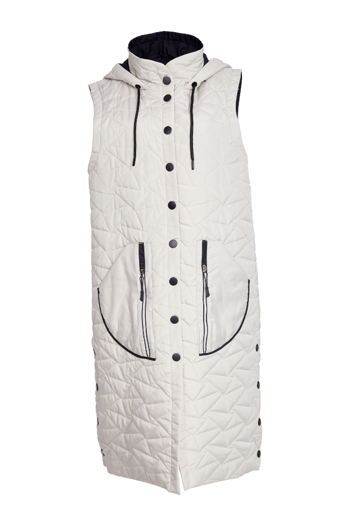 Naya Taupe/Black Padded Long Line Gilet