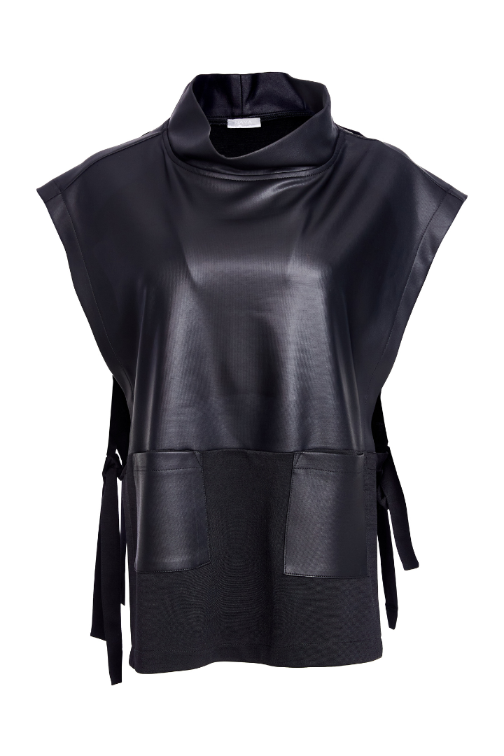 Naya Black Leatherette Slipover Top