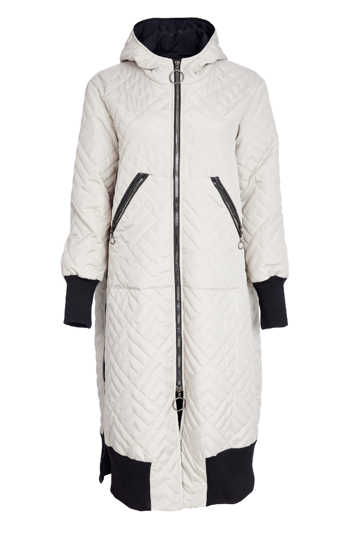 Naya Taupe/Black Padded Hooded Coat