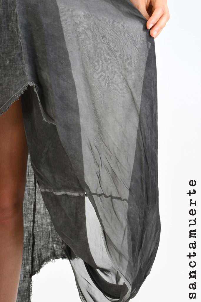 Sanctamuerte Grey Linen Silk Mix Dress