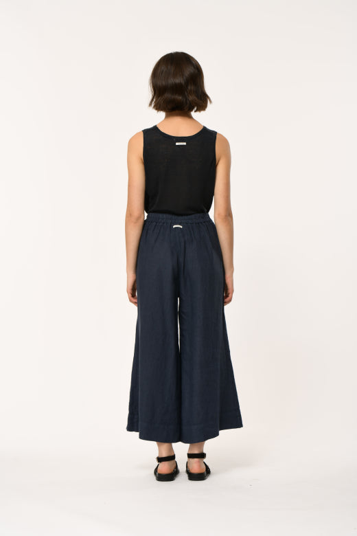 Humility LIREO Navy Linen Crop Trouser