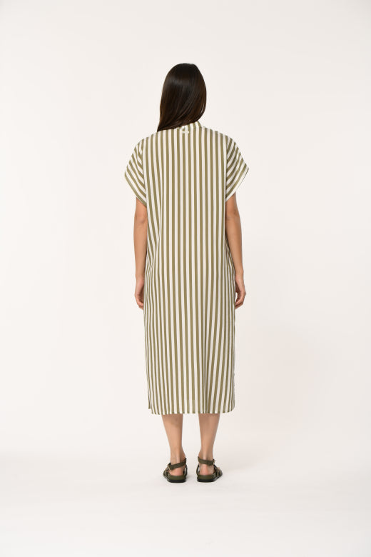 Humility BABEAT Army/Off-White Stripe Dress