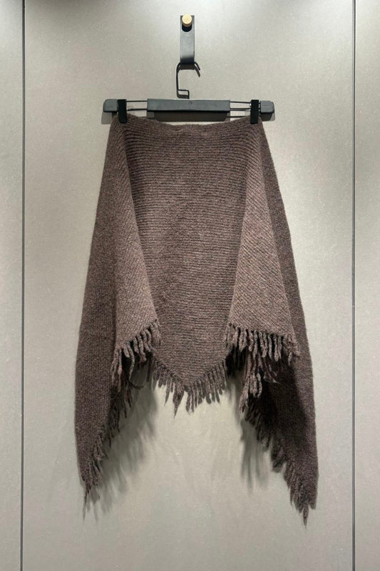 el2 Dark Brown Triangle Scarf w/Fringe Edge