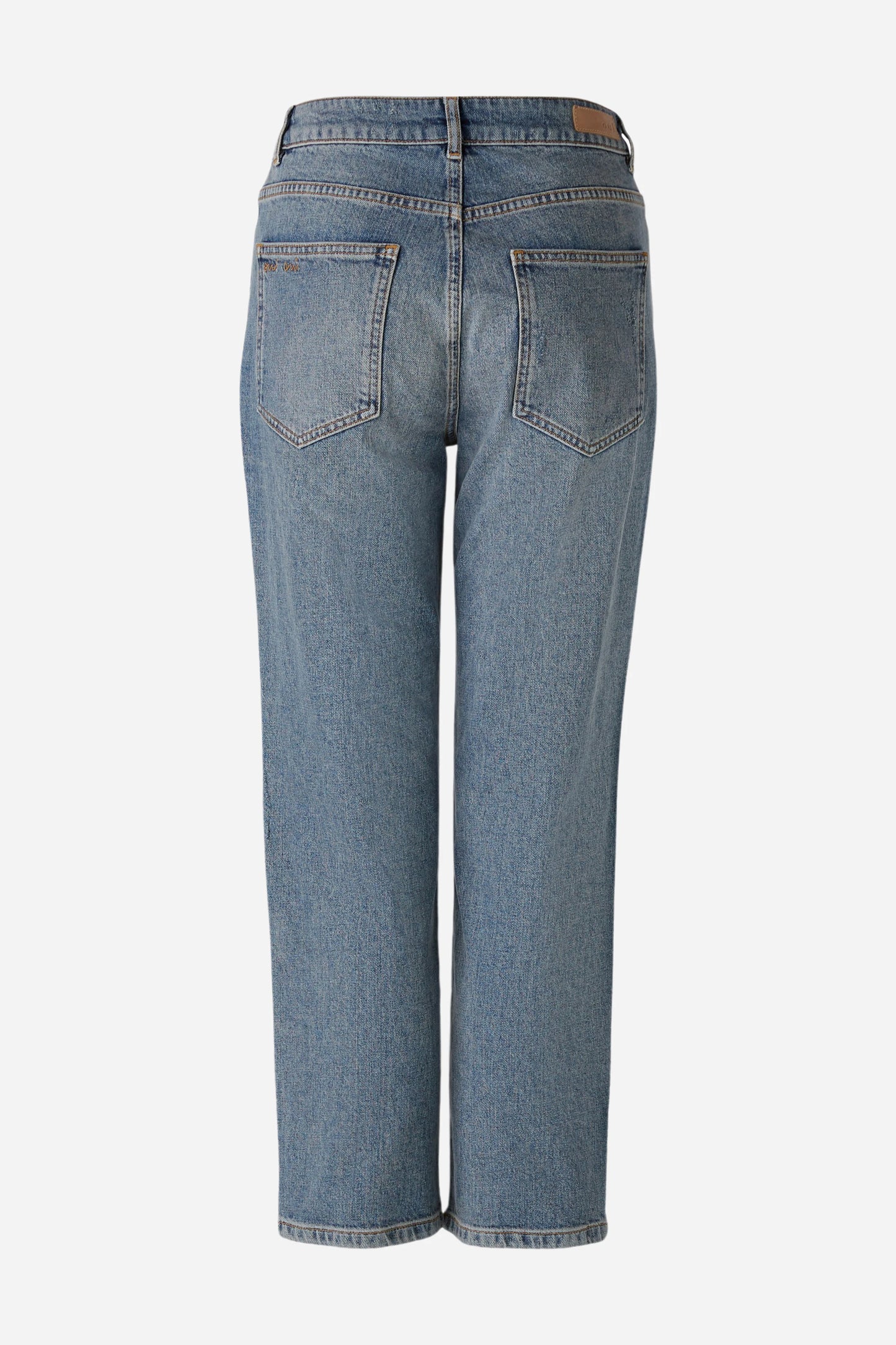 Oui Blue Straight Fit Cropped Jeans