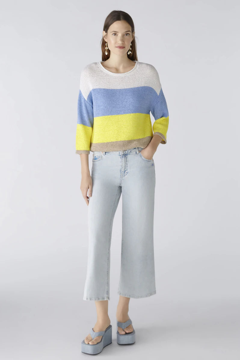 Oui Blue Denim Culottes with Embroidery & Print