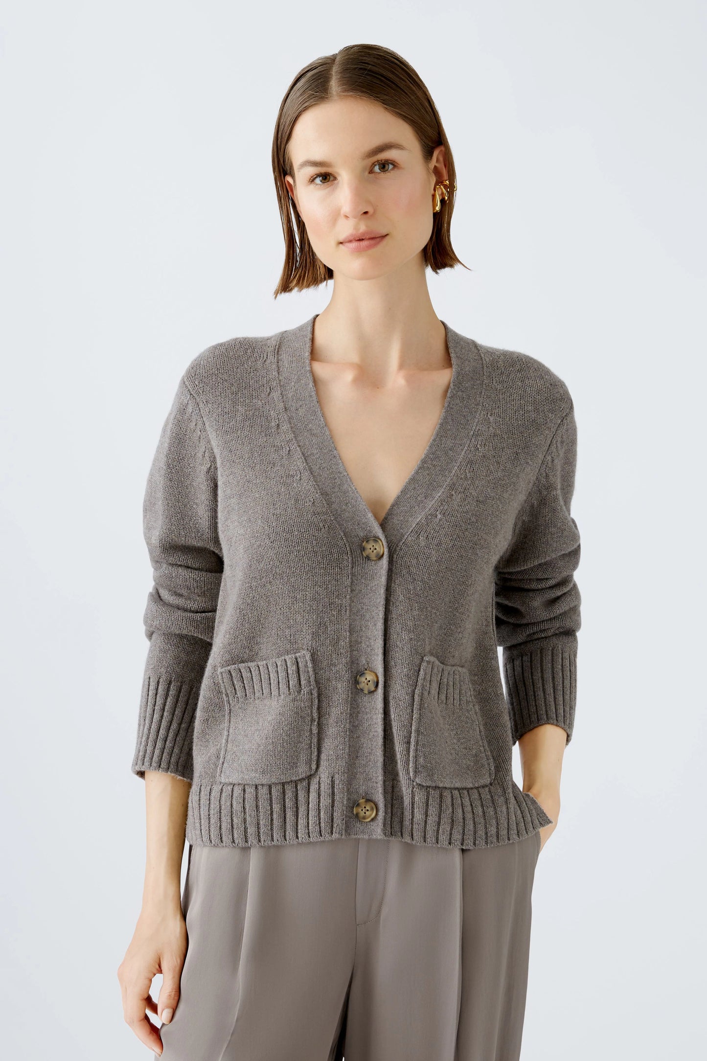 Oui Smoky Taupe Cardigan