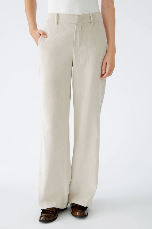 Oui Light Beige Straight Leg Cord Trousers