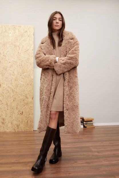 Oui Stone Faux Fur Coat