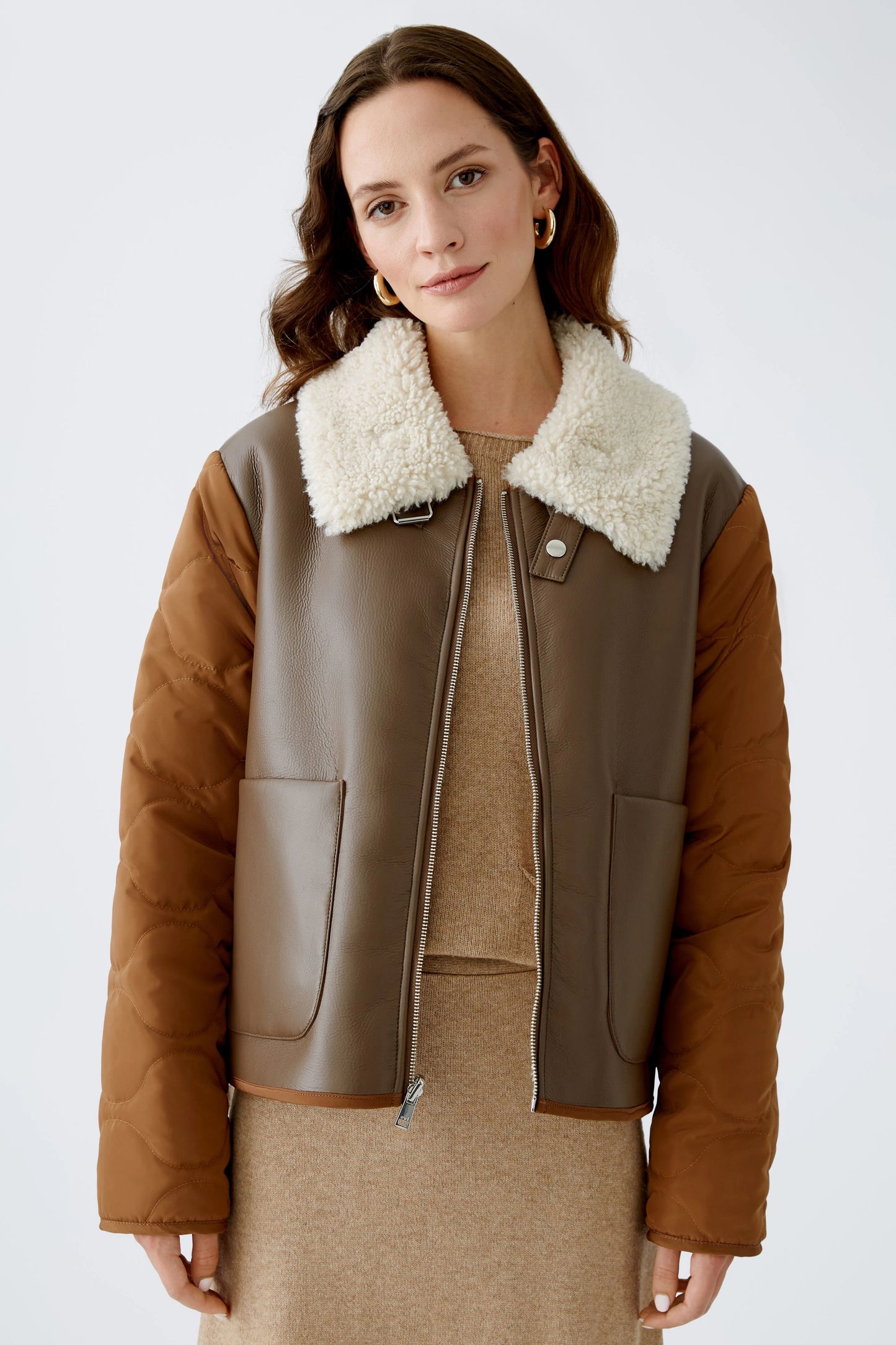 Oui Brown/Camel Outdoor Reversible Jacket