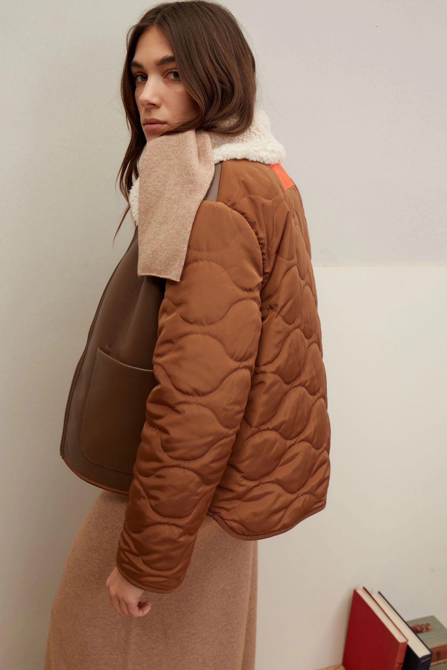 Oui Brown/Camel Outdoor Reversible Jacket