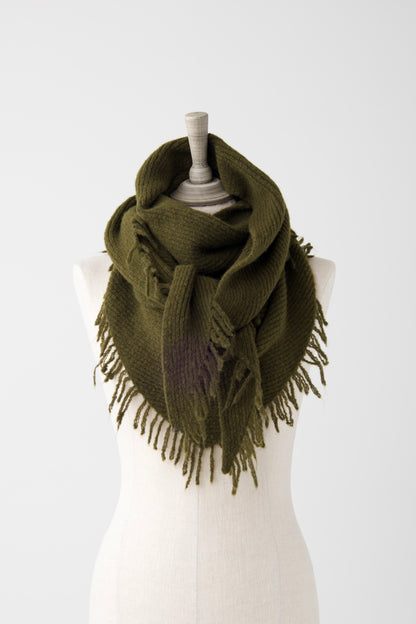 el2 Green Triangle Scarf w/Fringe Edge