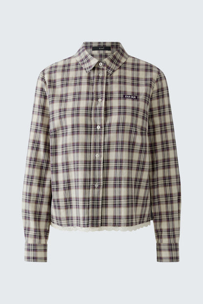 Oui Light Camel/Lilac Check Shirt