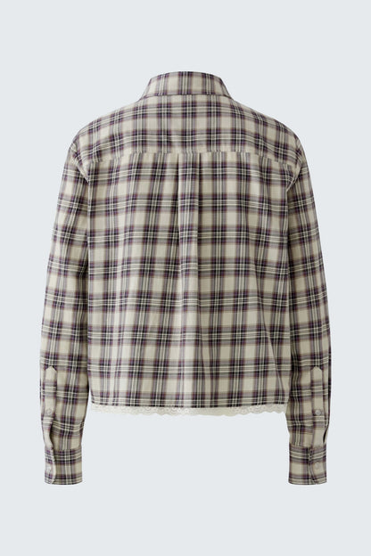 Oui Light Camel/Lilac Check Shirt