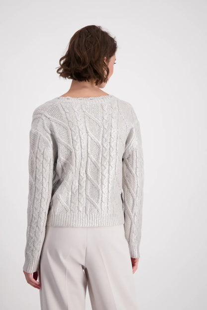 Monari Moon Silver V Neck Cable Jumper