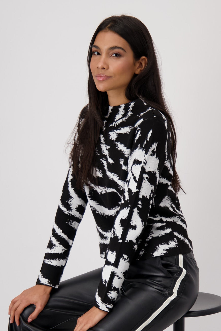 Monari Black Tiger Print Jumper