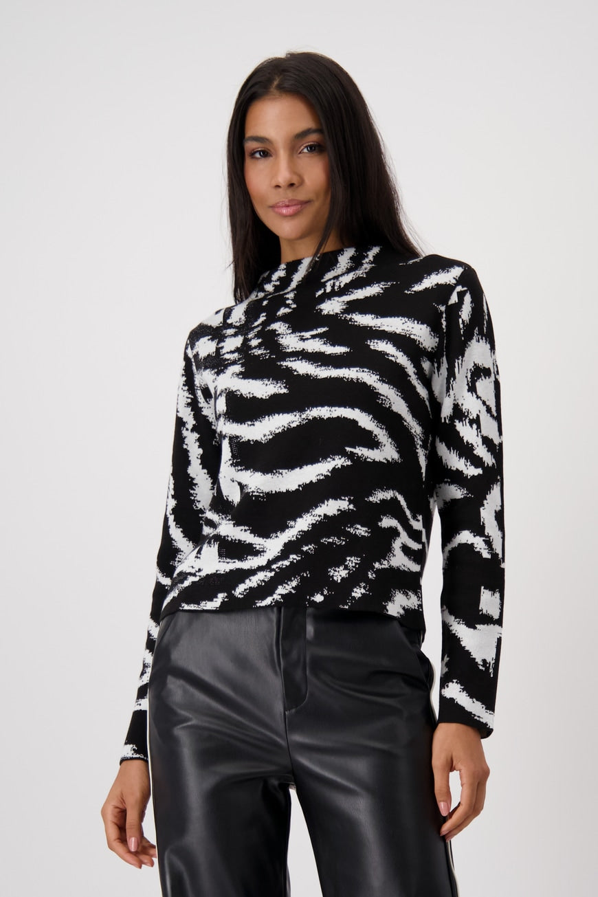 Monari Black Tiger Print Jumper