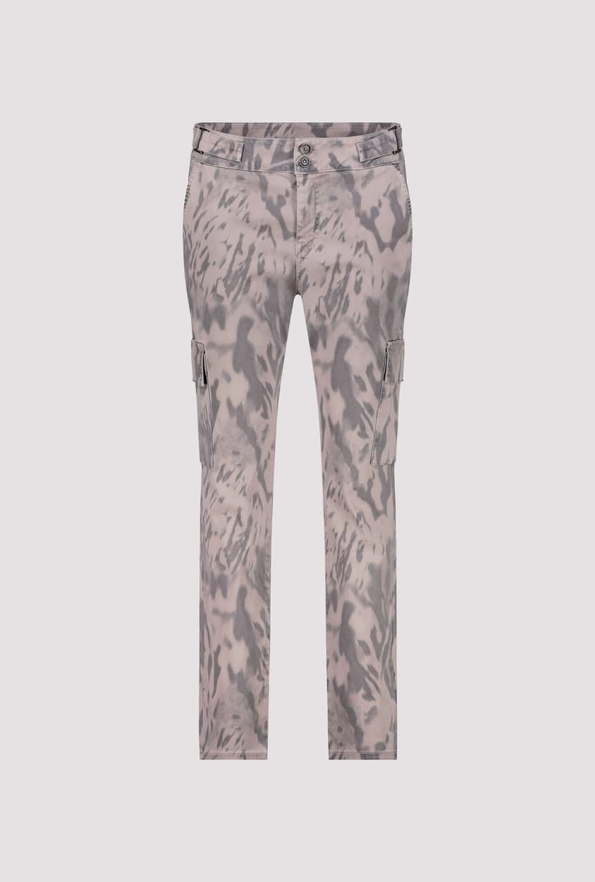 Monari Dark Linen Tiger Print Trousers